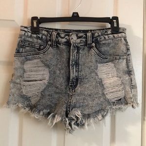 High-waisted jean shorts